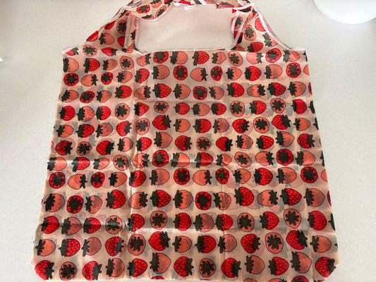 Colourful strawberry printed foldable shopping bag