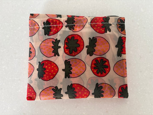 Colourful strawberry printed foldable shopping bag