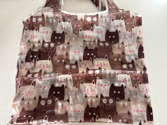 Colourful cat printed foldable shopping bag